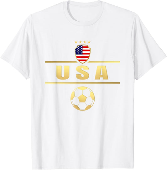 American Flag Soccer Shirt Women's Soccer Girls Soccer T-Shirt - T-Shirt | White