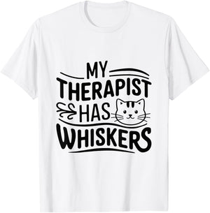 My Therapist Has Whiskers Cat Owner Love T-Shirt - T-Shirt | White