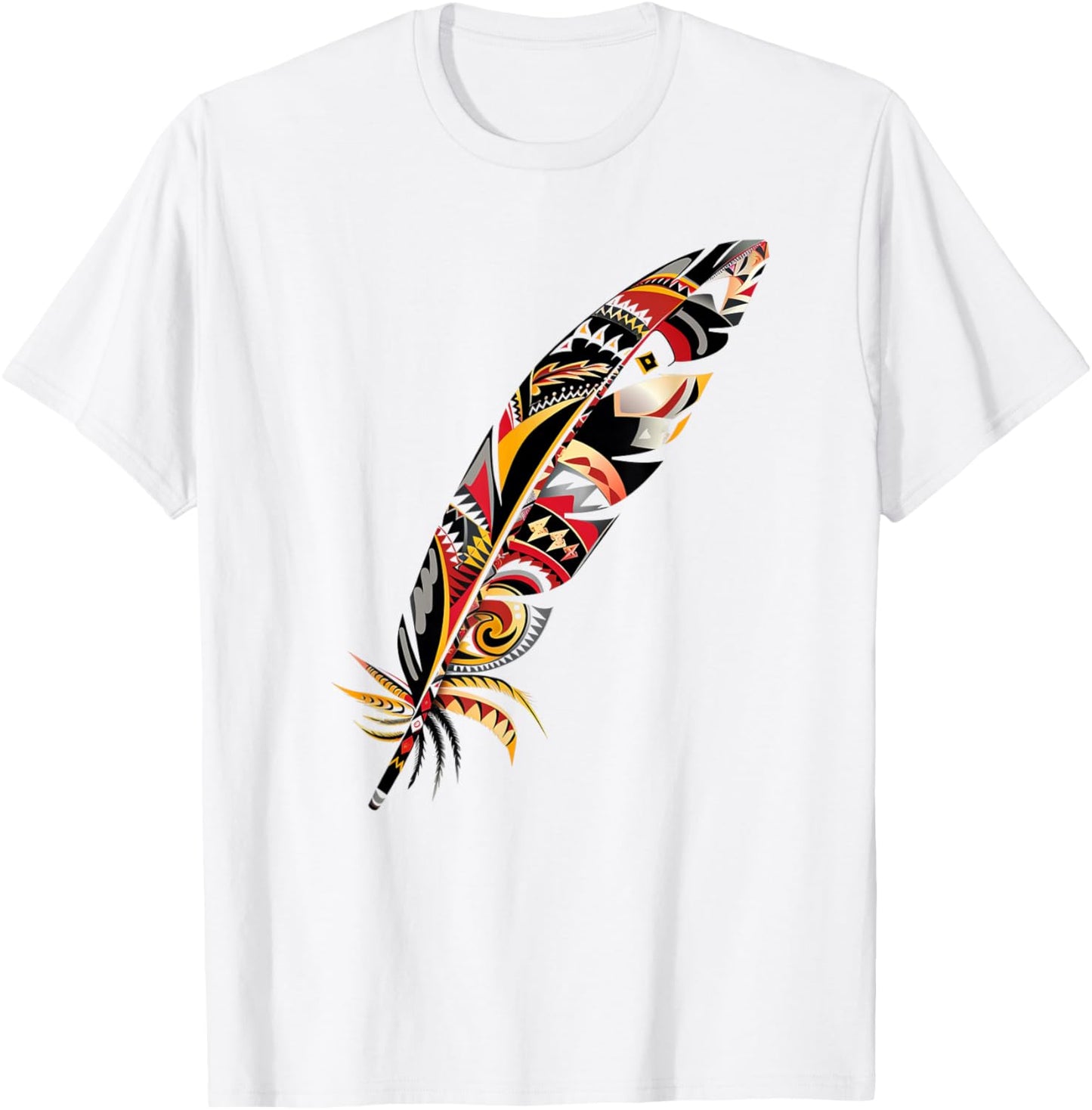 Feather Southwest Native American Indian Tribal Art Graphic T-Shirt - T-Shirt | White