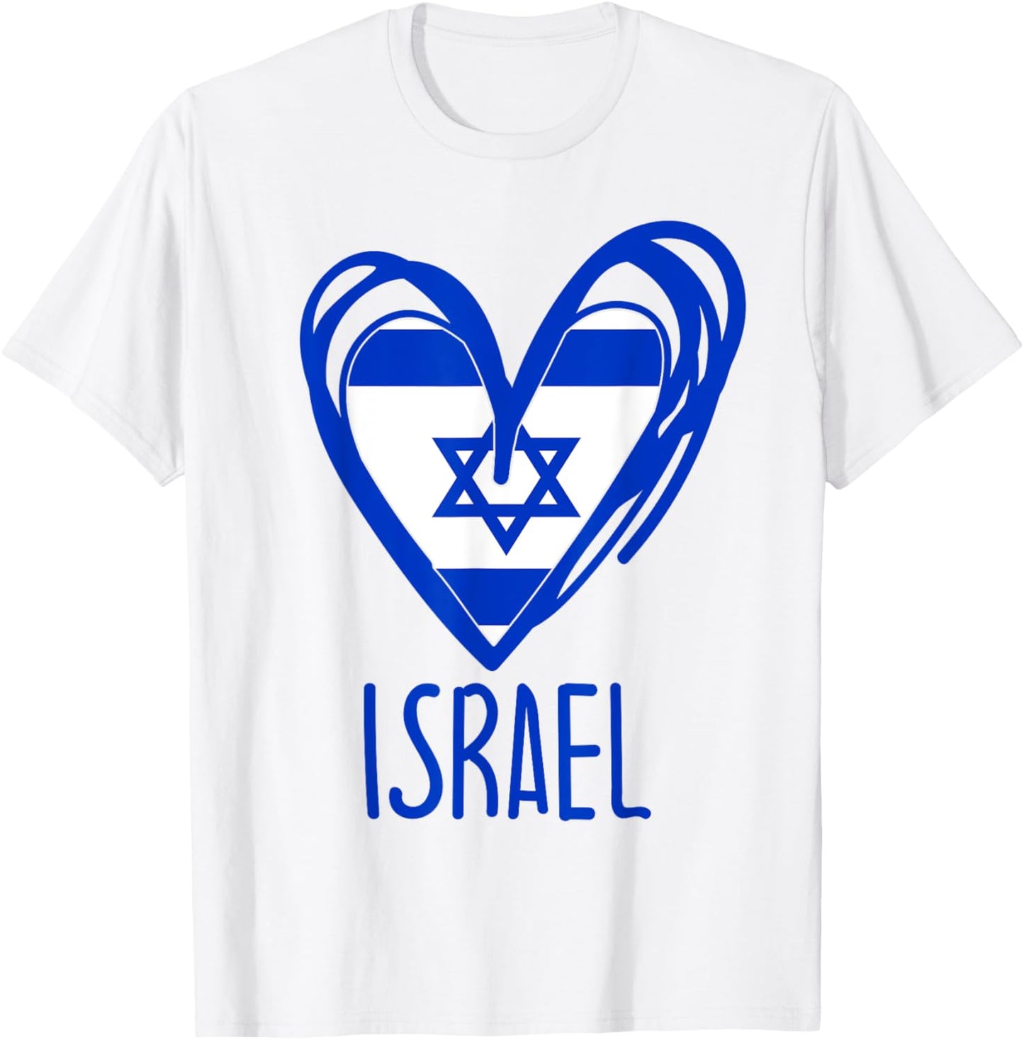 Patriotic Israel Pride Israeli Heart Flag T-Shirt - T-Shirt | White