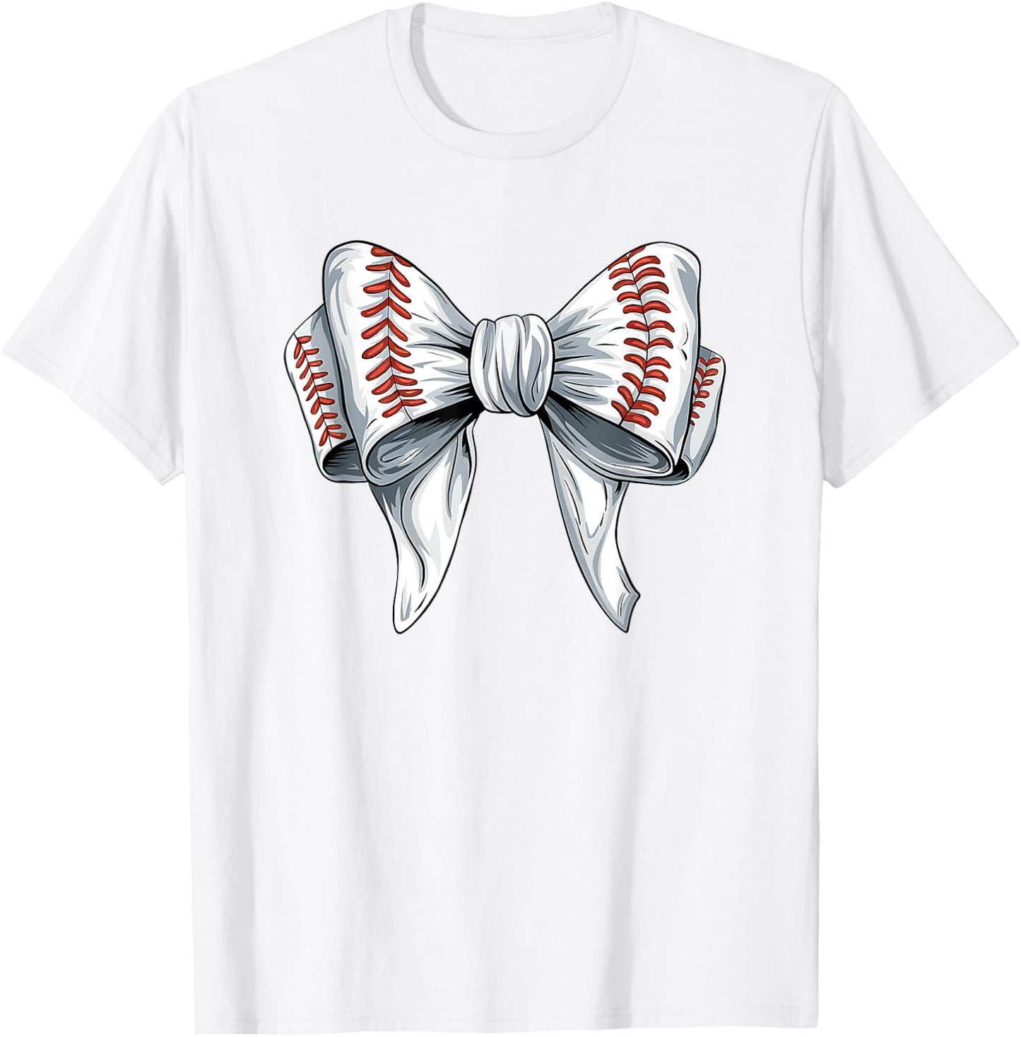 Baseball Coquette Bow Woman Girls Baseball Mom Fun T-Shirt - T-Shirt | White