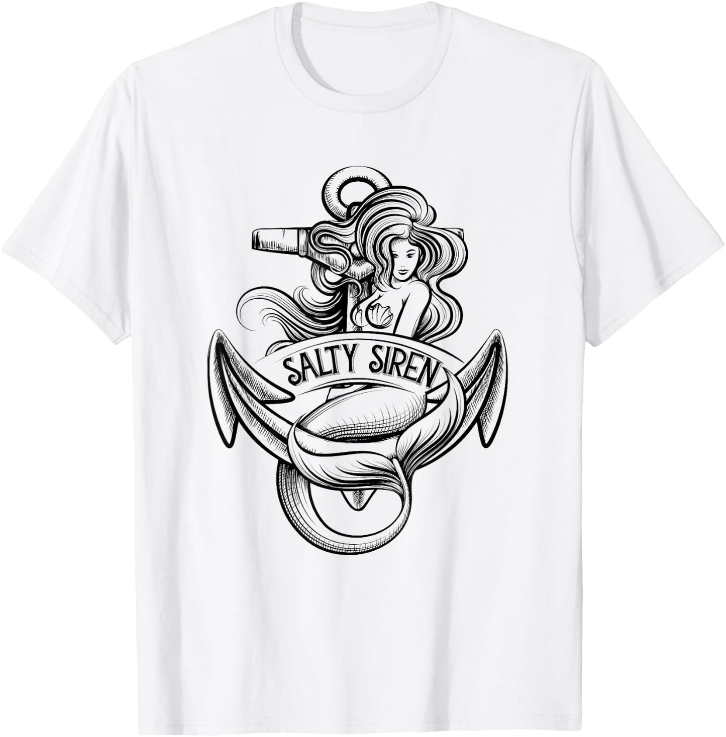 Salty Siren Shirt Girls Trip Cruise Mermaid Nautical Gift T-Shirt - T-Shirt | White