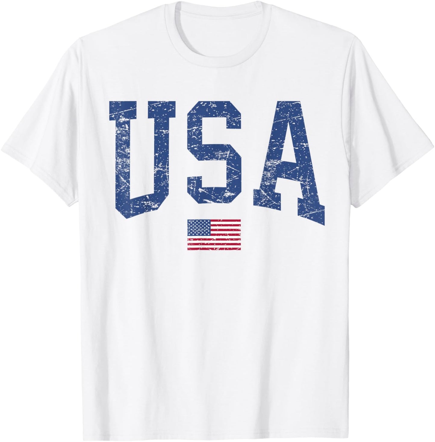 USA Women Men Kids Patriotic American Flag Distressed T-Shirt - T-Shirt | White