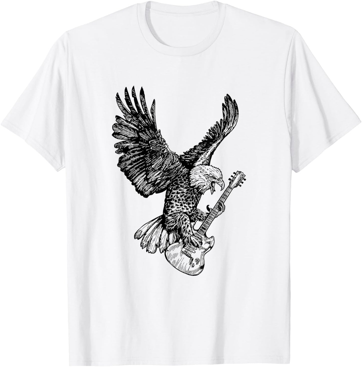 SEEMBO Eagle Playing Guitar Musician Guitarist Music Band T-Shirt - T-Shirt | White