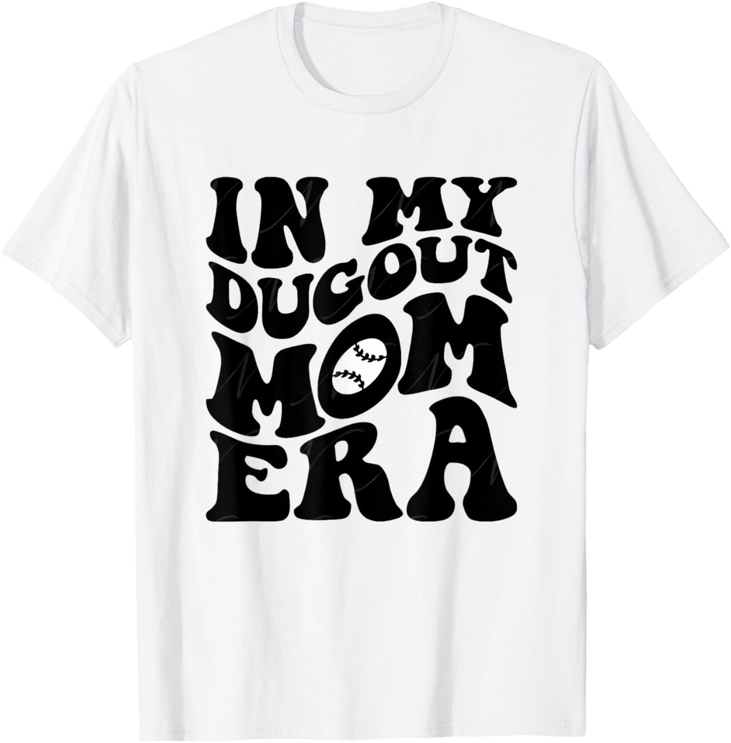 Groovy In My Dugout Mom Era Funny Baseball Mother's Day T-Shirt - T-Shirt | White