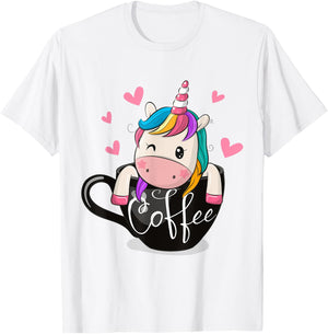 Coffee Drinker Gift Cute Unicorn Lover Coffee Humor T-Shirt - T-Shirt | White
