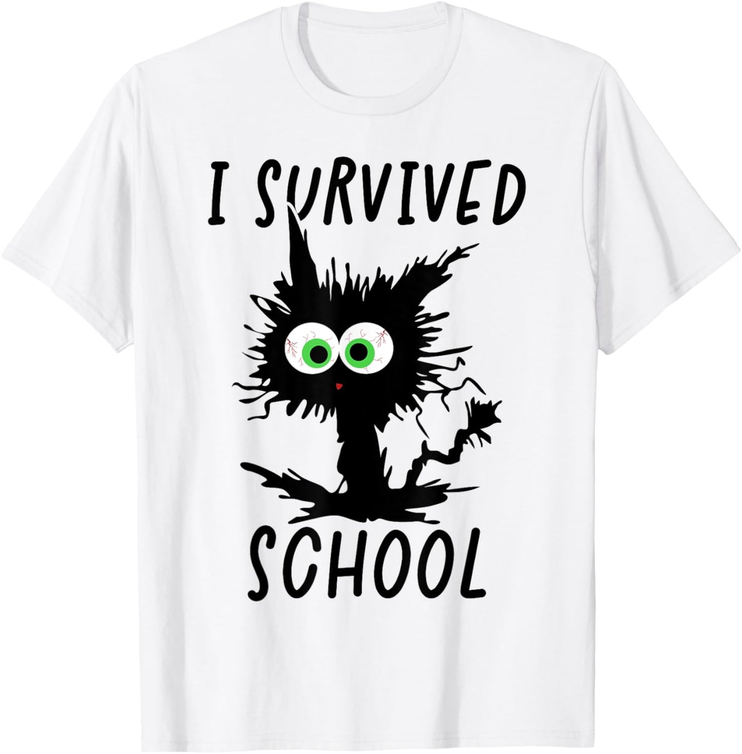 I Survived School Cat Happy Last Day Of School Men Women Kids T-Shirt - T-Shirt | White