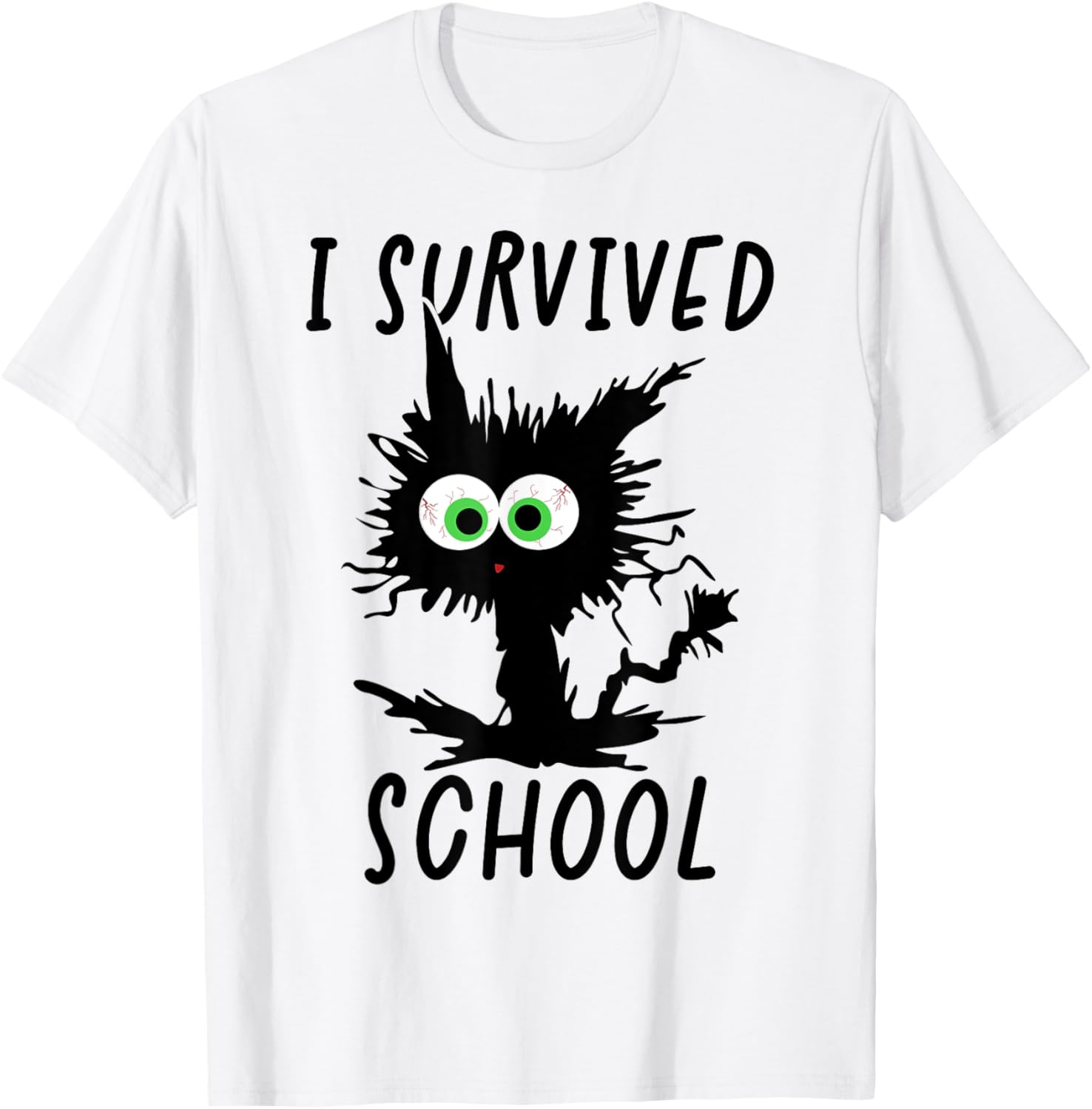 I Survived School Cat Happy Last Day Of School Men Women Kids T-Shirt - T-Shirt | White