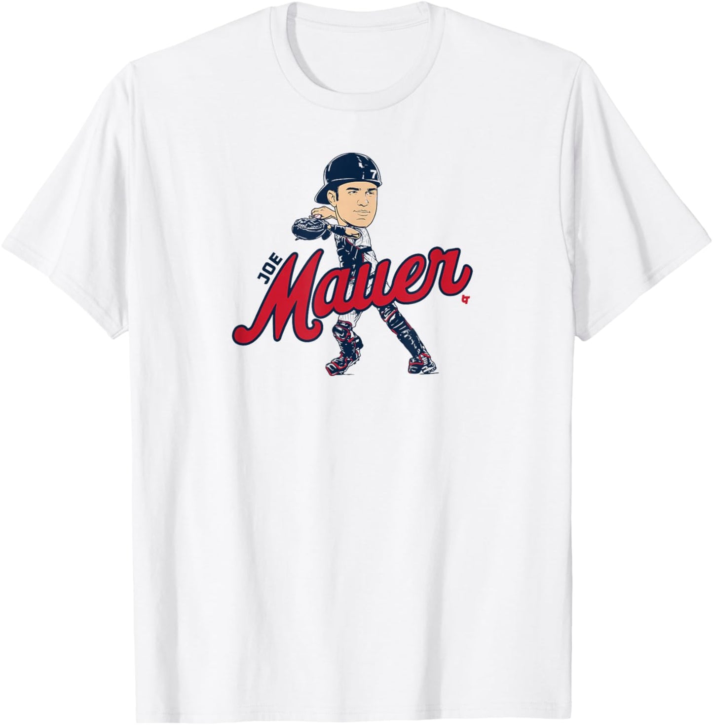 Joe Mauer - Caricature - Minnesota Baseball T-Shirt - T-Shirt | White