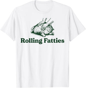 Rolling Fatties Cat Funny Cute Cat Lover Kitten Owner Kitty Women T-Shirt - T-Shirt | White