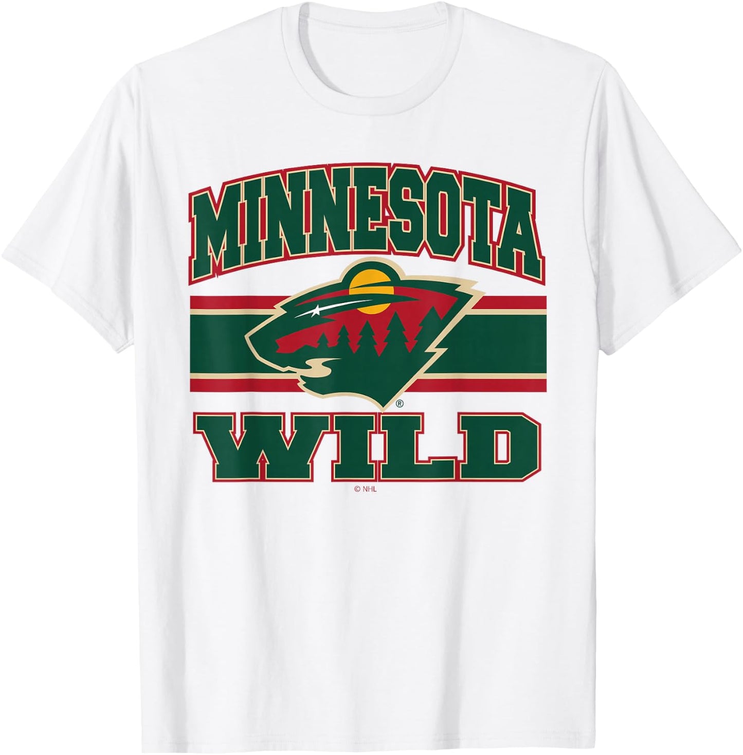 Minnesota Wild Stripe Gray Officially Licensed T-Shirt - T-Shirt | White