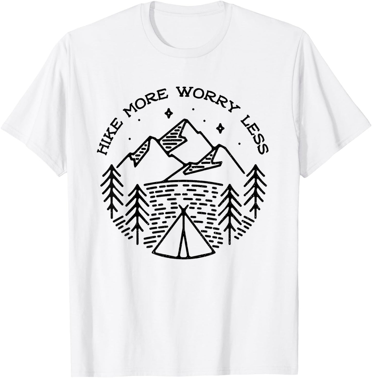 Funny Mountain Hiker Hike More Worry Less Hiking Outdoor T-Shirt - T-Shirt | White