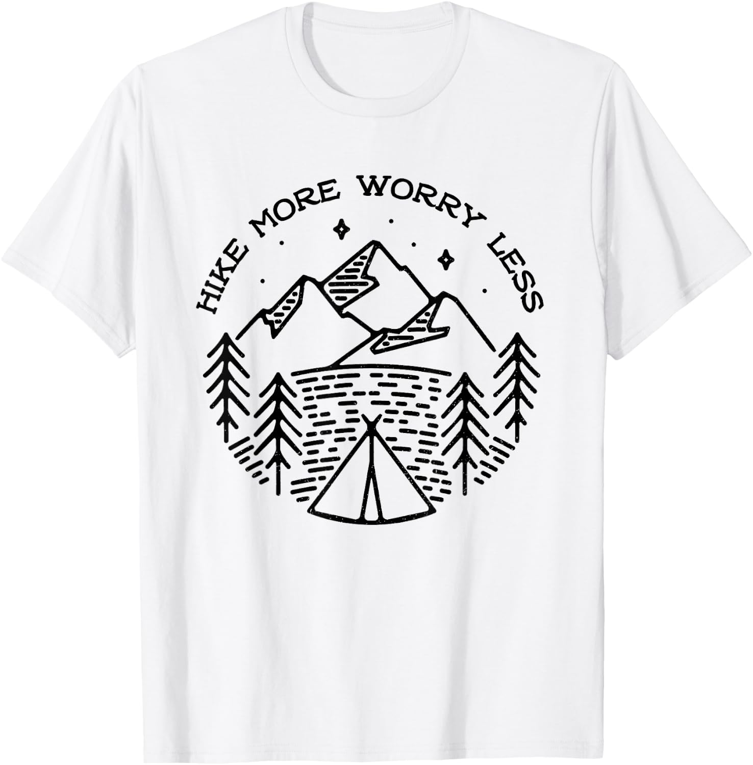 Funny Mountain Hiker Hike More Worry Less Hiking Outdoor T-Shirt - T-Shirt | White
