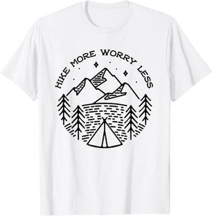 Funny Mountain Hiker Hike More Worry Less Hiking Outdoor T-Shirt - T-Shirt | White