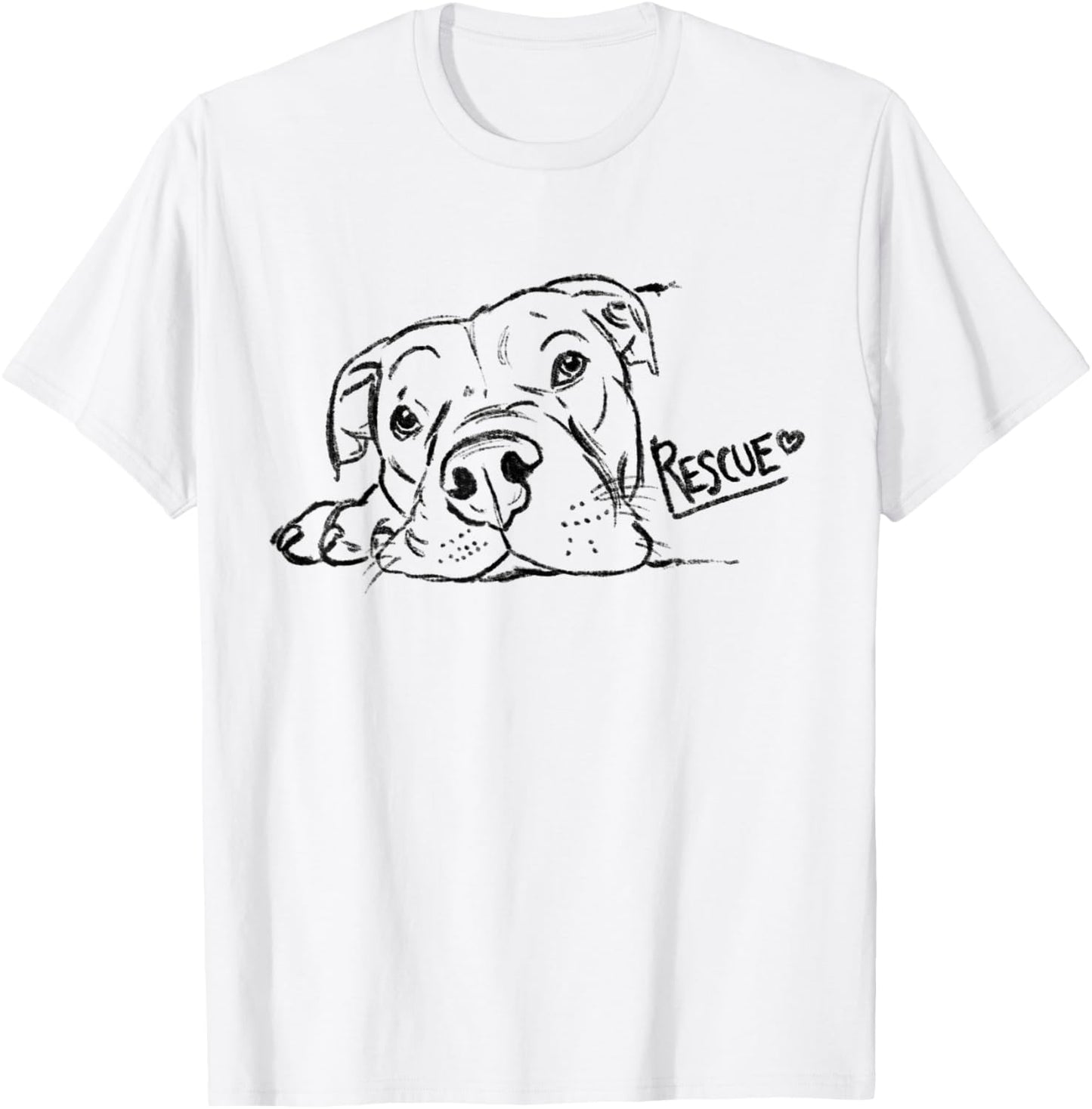 Rescue Dog Sketch, Pit Bull Drawing, Adopt Don't Shop T-Shirt - T-Shirt | White