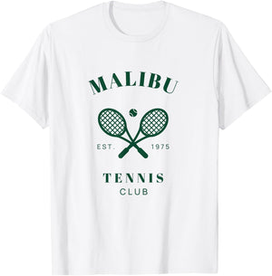 Malibu California Preppy Tennis Club Green T-Shirt - T-Shirt | White