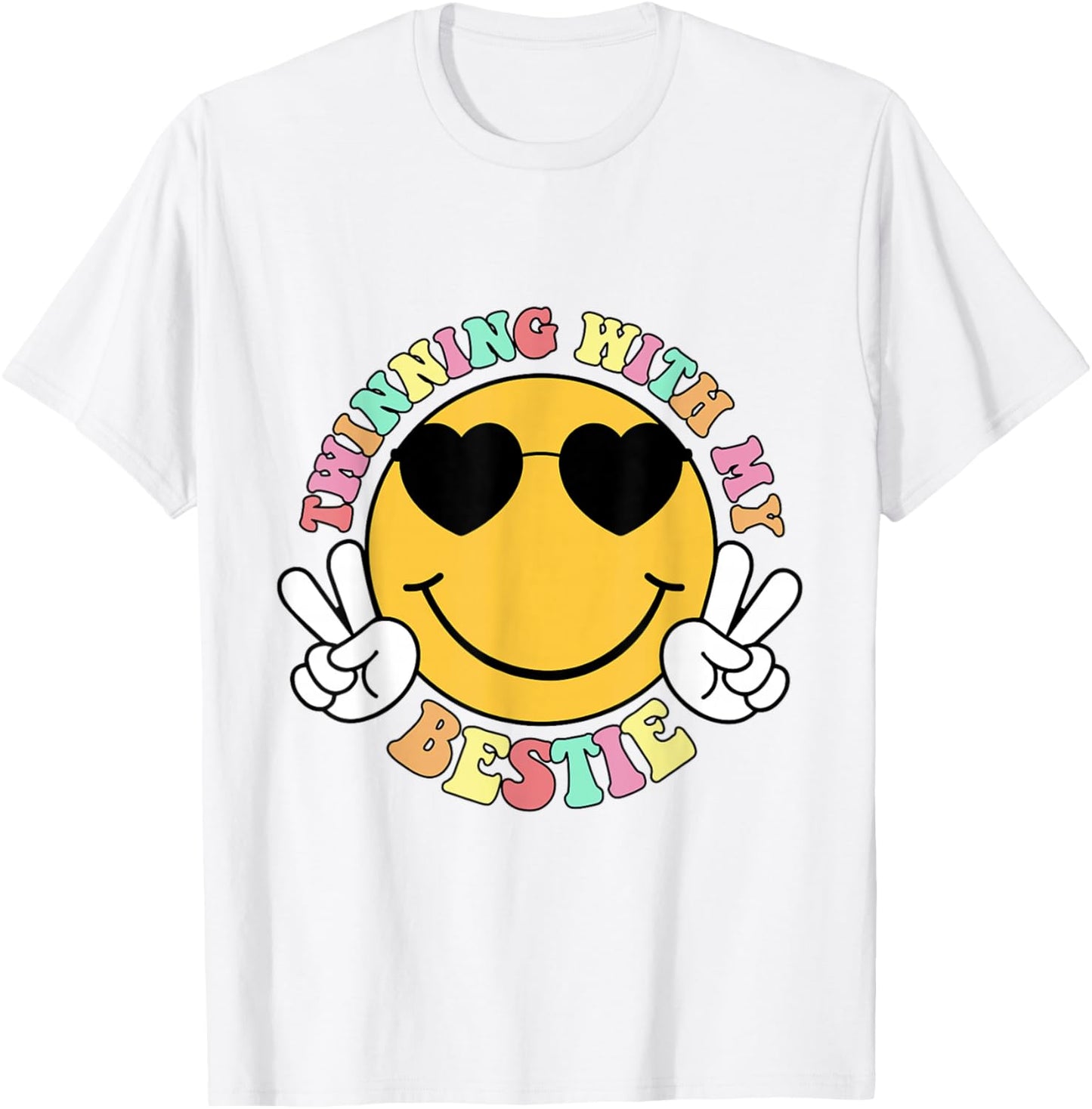 Twinning With My Bestie Girls Kids Smile Face Twinning Day T-Shirt - T-Shirt | White