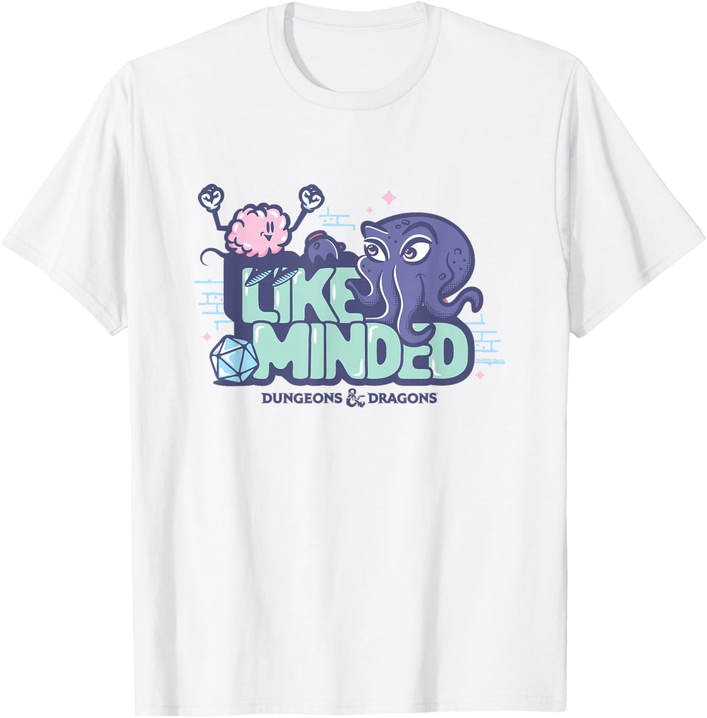 Dungeons & Dragons Like Minded Cute Brain & Mind Flayer T-Shirt - T-Shirt | White