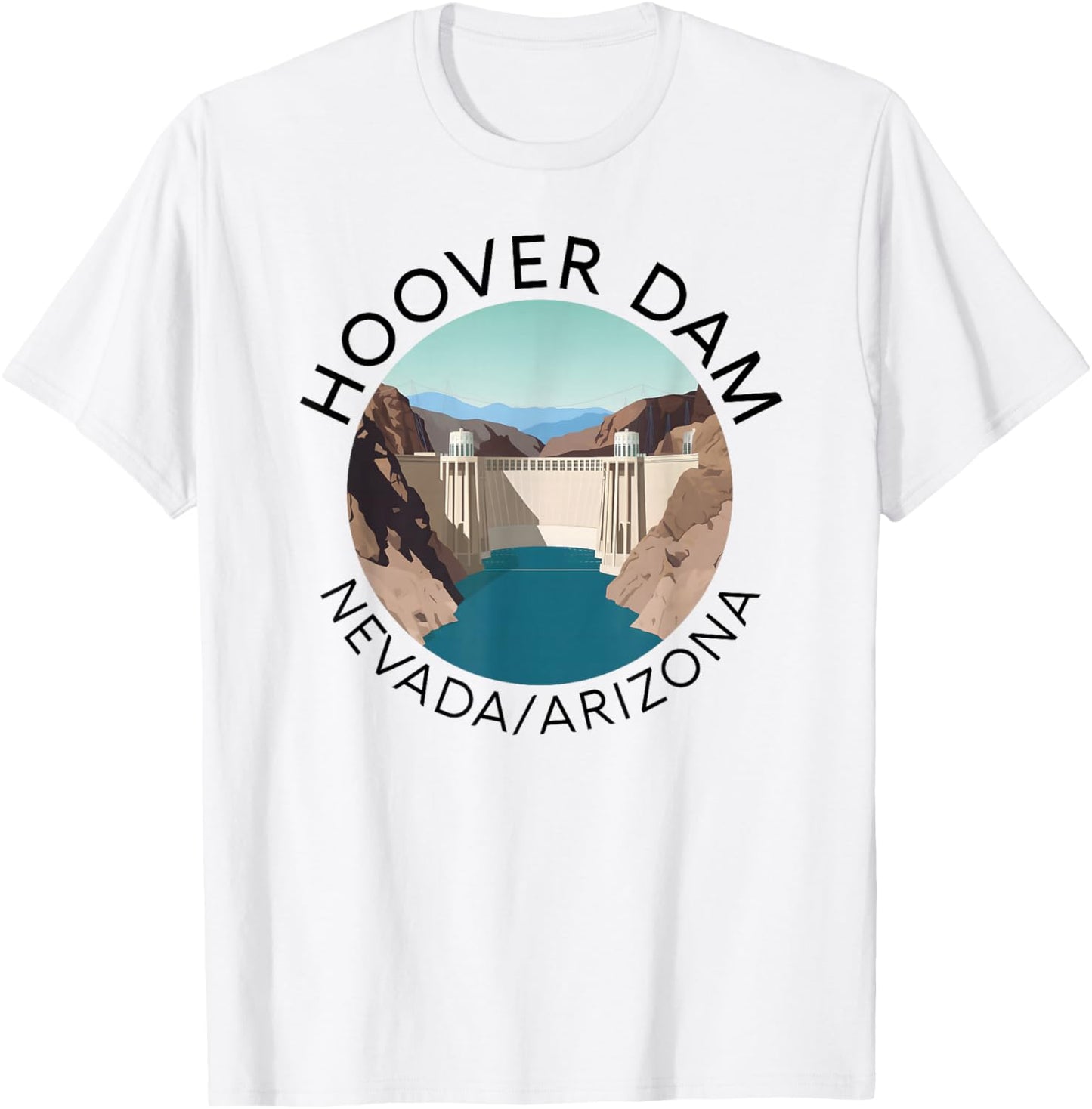 Hoover Dam Nevada Arizona Colorado River Engineering Vegas T-Shirt - T-Shirt | White