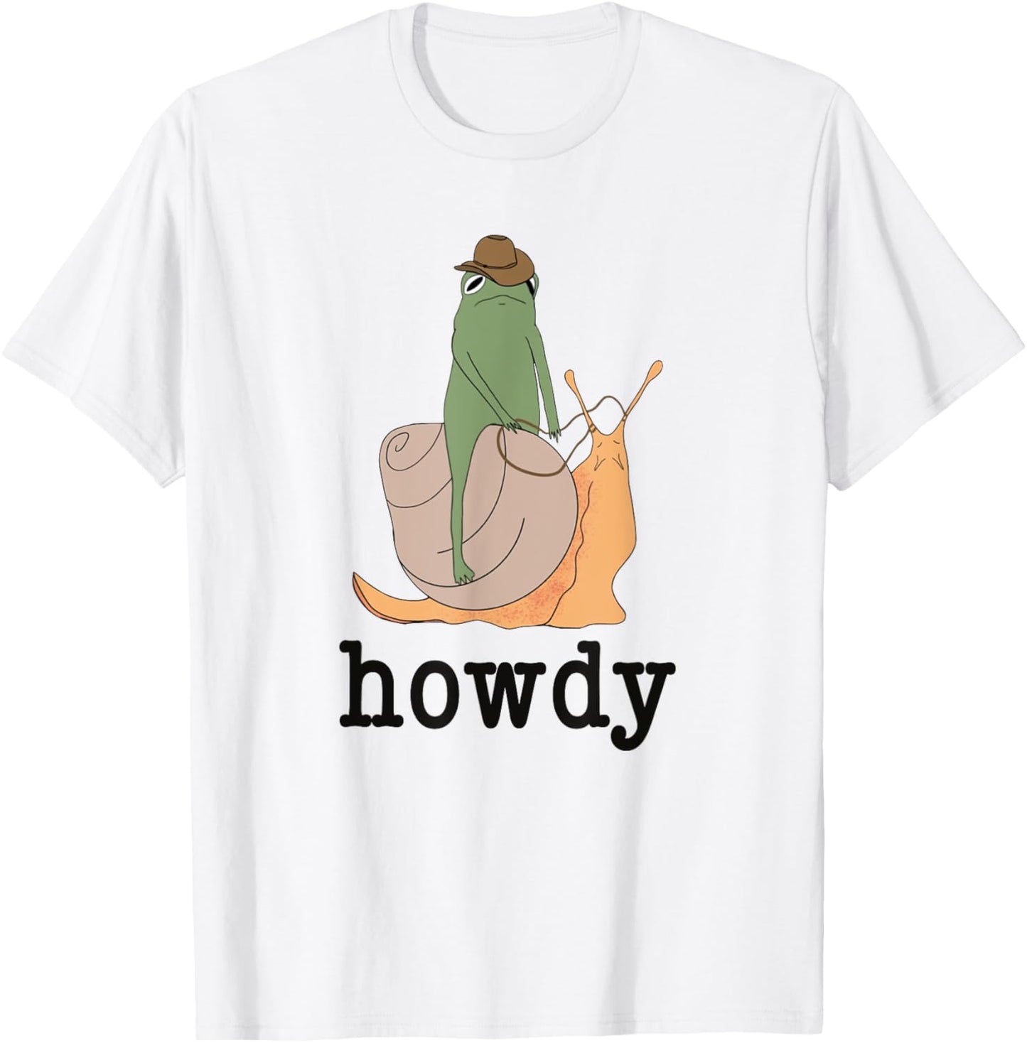 Snail Ridin' Frog, Howdy Frog, Cowboy Frog Meme T-Shirt - T-Shirt | White