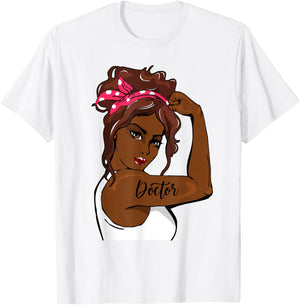 Black History Pin Up Rosie The Riveter Doctor T-Shirt - T-Shirt | White