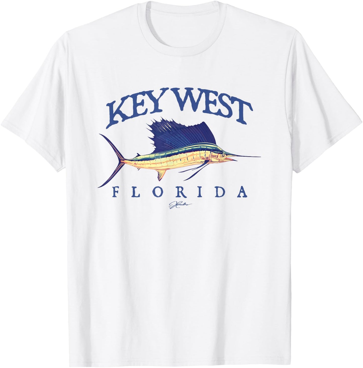 JCombs: Key West, FL, Vintage Sailfish T-Shirt - T-Shirt | White