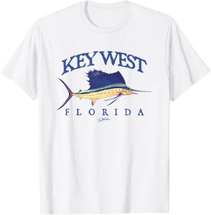 JCombs: Key West, FL, Vintage Sailfish T-Shirt - T-Shirt | White