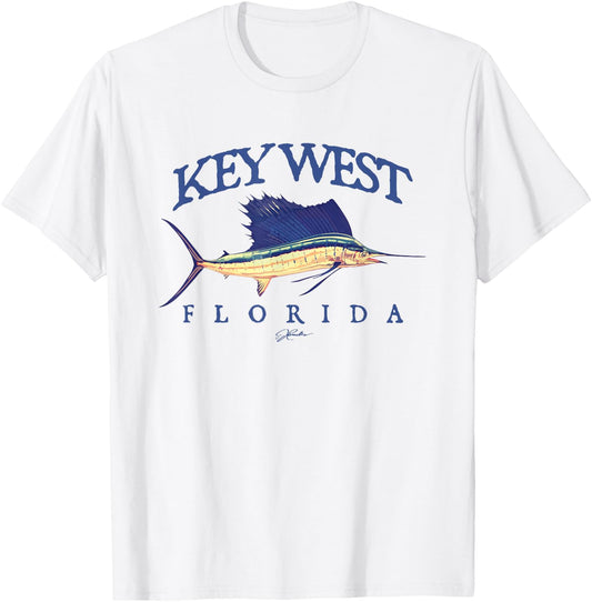 JCombs: Key West, FL, Vintage Sailfish T-Shirt - T-Shirt | White