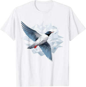 Arctic Tern Bird Geometric Patten Art, Cute Arctic Tern Love T-Shirt - T-Shirt | White