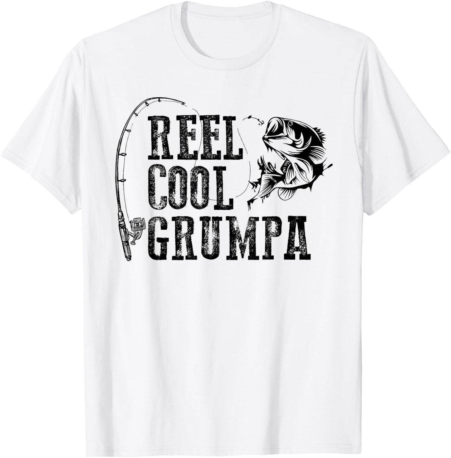 Grumpa Fishing: Reel Cool Grumpa Funny Gift T-Shirt - T-Shirt | White