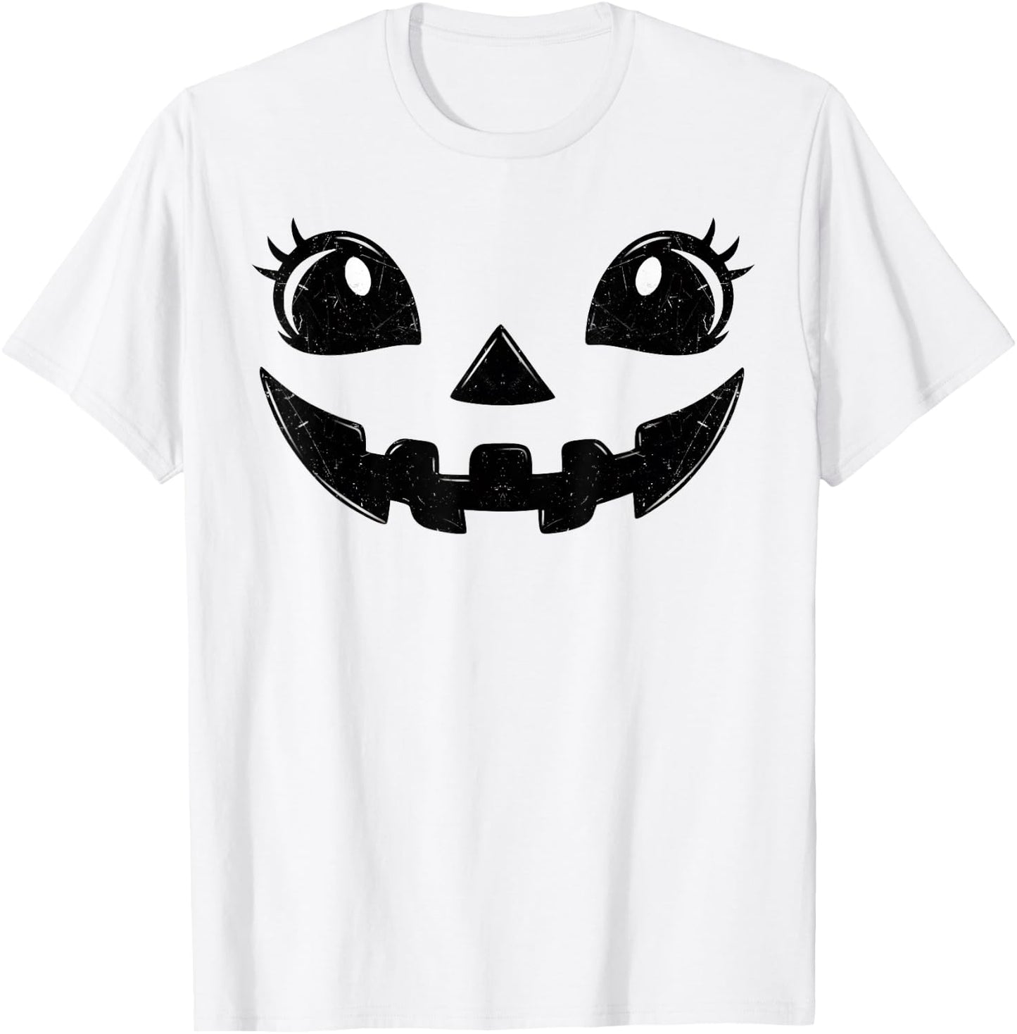 Jack O Lantern Face Pumpkin Eyelashes Hallowen Costume Funny T-Shirt - T-Shirt | White