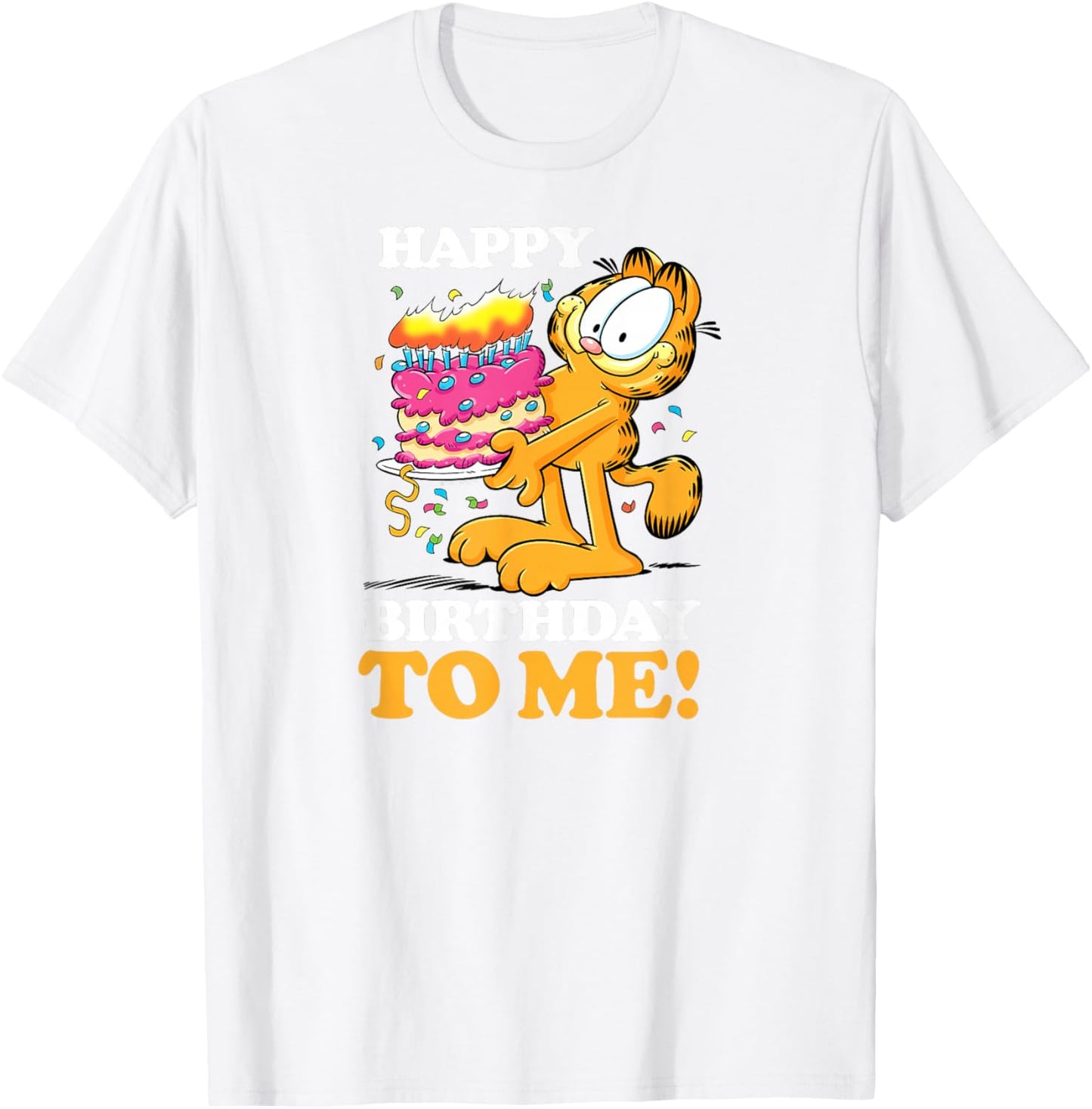 Garfield - Happy Birthday To Me with Cake T-Shirt - T-Shirt | White