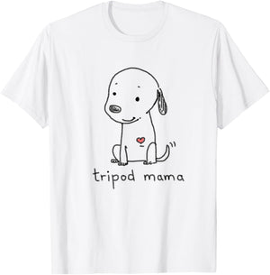 Tripod Dog, Dog Mom, Cute Cartoon Dog, Three Legged Dog T-Shirt - T-Shirt | White