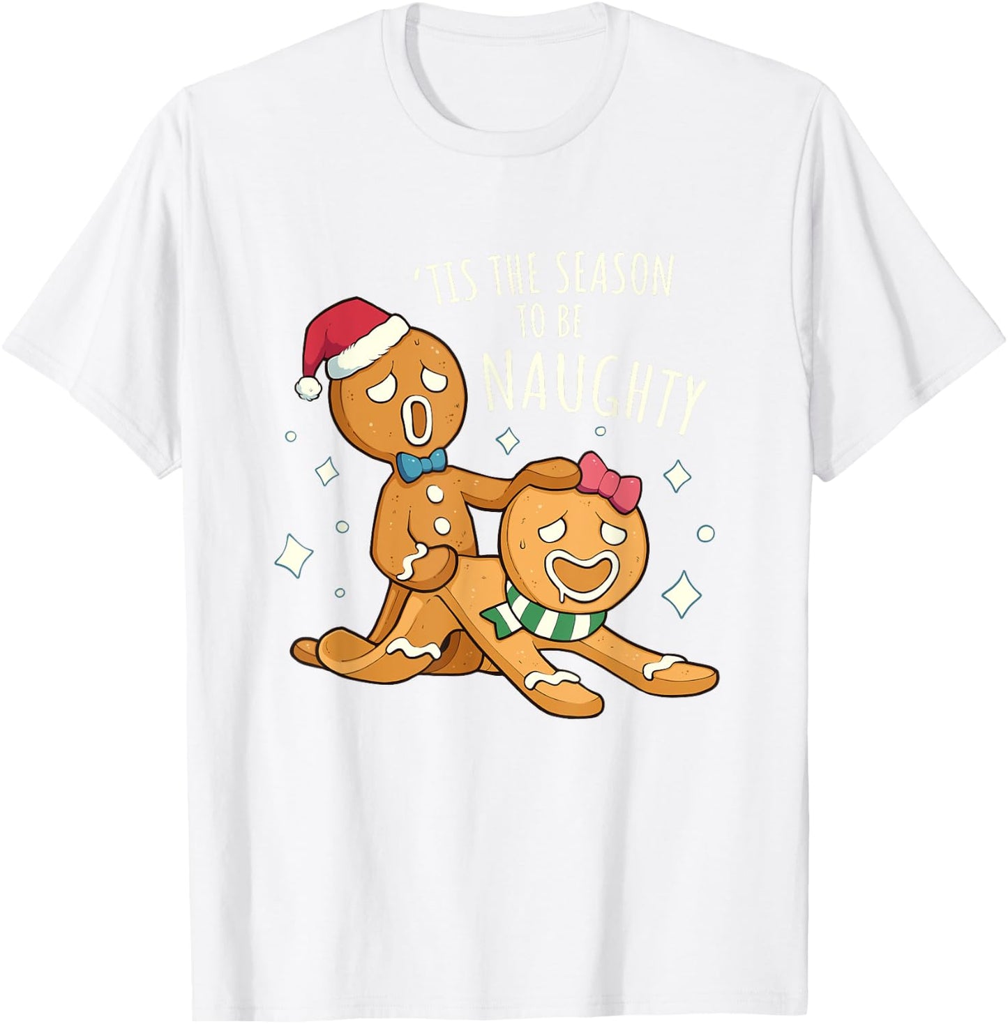 Funny Rude Xmas Shirt Bonking Gingerbread Naughty Christmas T-Shirt - T-Shirt | White