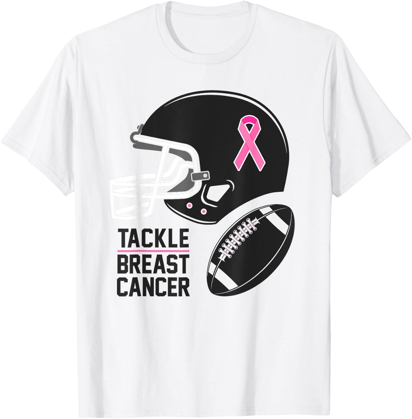 Tackle Breast Cancer Shirt Football Breast Cancer Awareness T-Shirt - T-Shirt | White