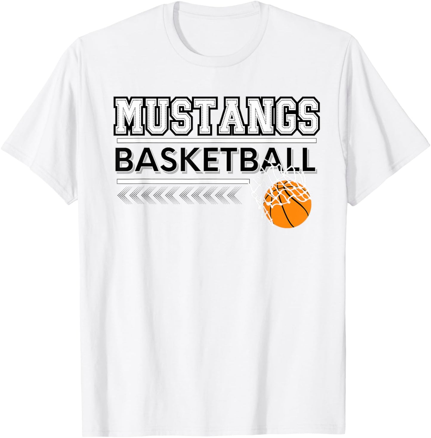 Mustangs School Spirit Sports Basketball School Teacher Women Kids T-Shirt - T-Shirt | White