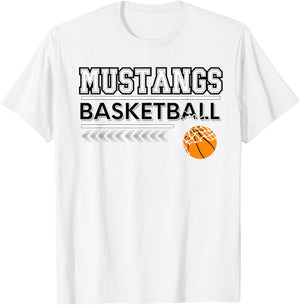 Mustangs School Spirit Sports Basketball School Teacher Women Kids T-Shirt - T-Shirt | White