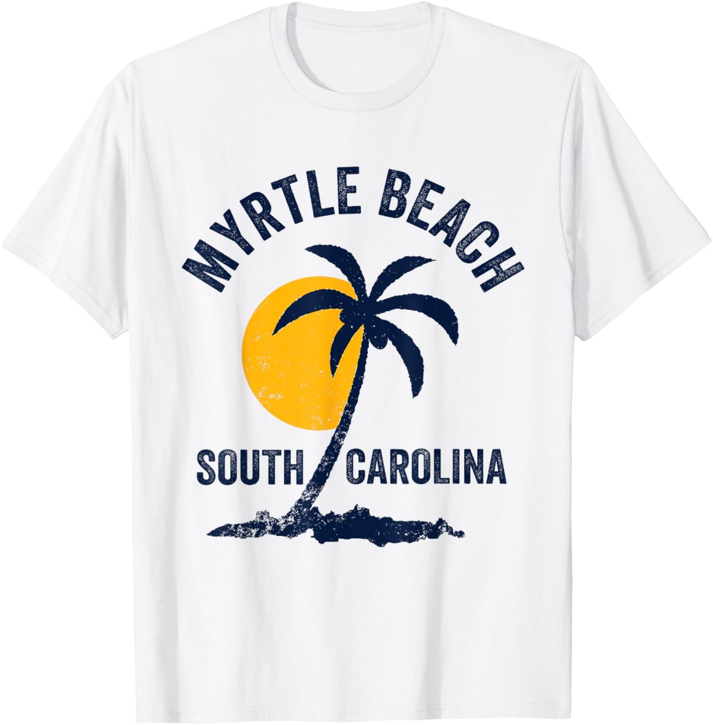 Family Vacation Retro Sunset South Carolina Myrtle Beach T-Shirt - T-Shirt | White