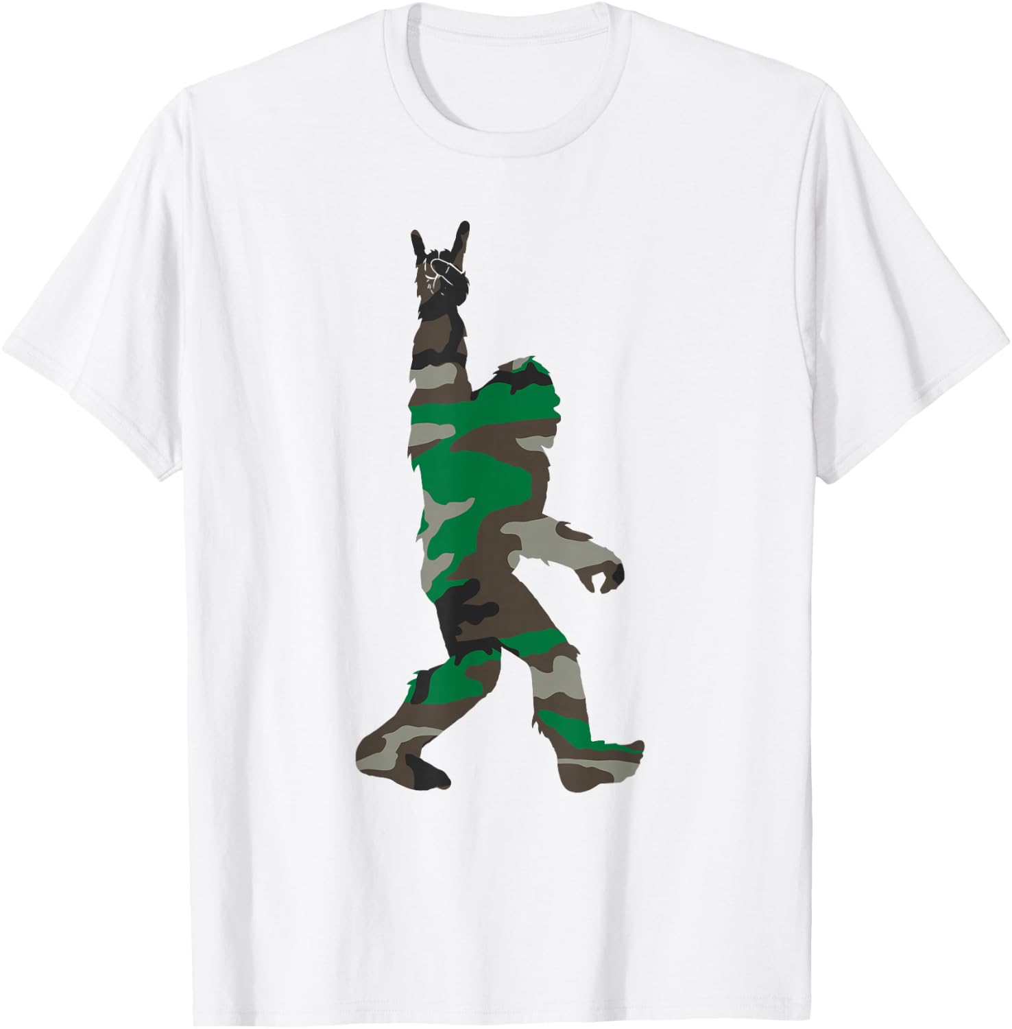 Bigfoot Rock and Roll Orange Camo Hunting Safety Gift T-Shirt - T-Shirt | White