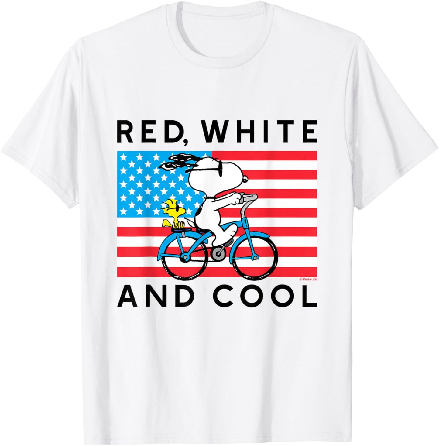 Peanuts Red White Cool Bike T-Shirt - T-Shirt | White