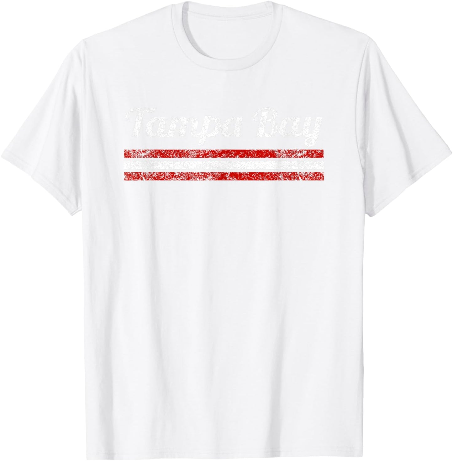 Tampa Bay Florida Retro Vintage Weathered Stripe Throwback T-Shirt - T-Shirt | White