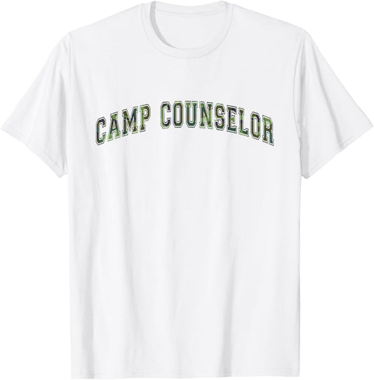 Camo CAMP COUNSELOR Summer Campground Crew Trainer Director T-Shirt - T-Shirt | White