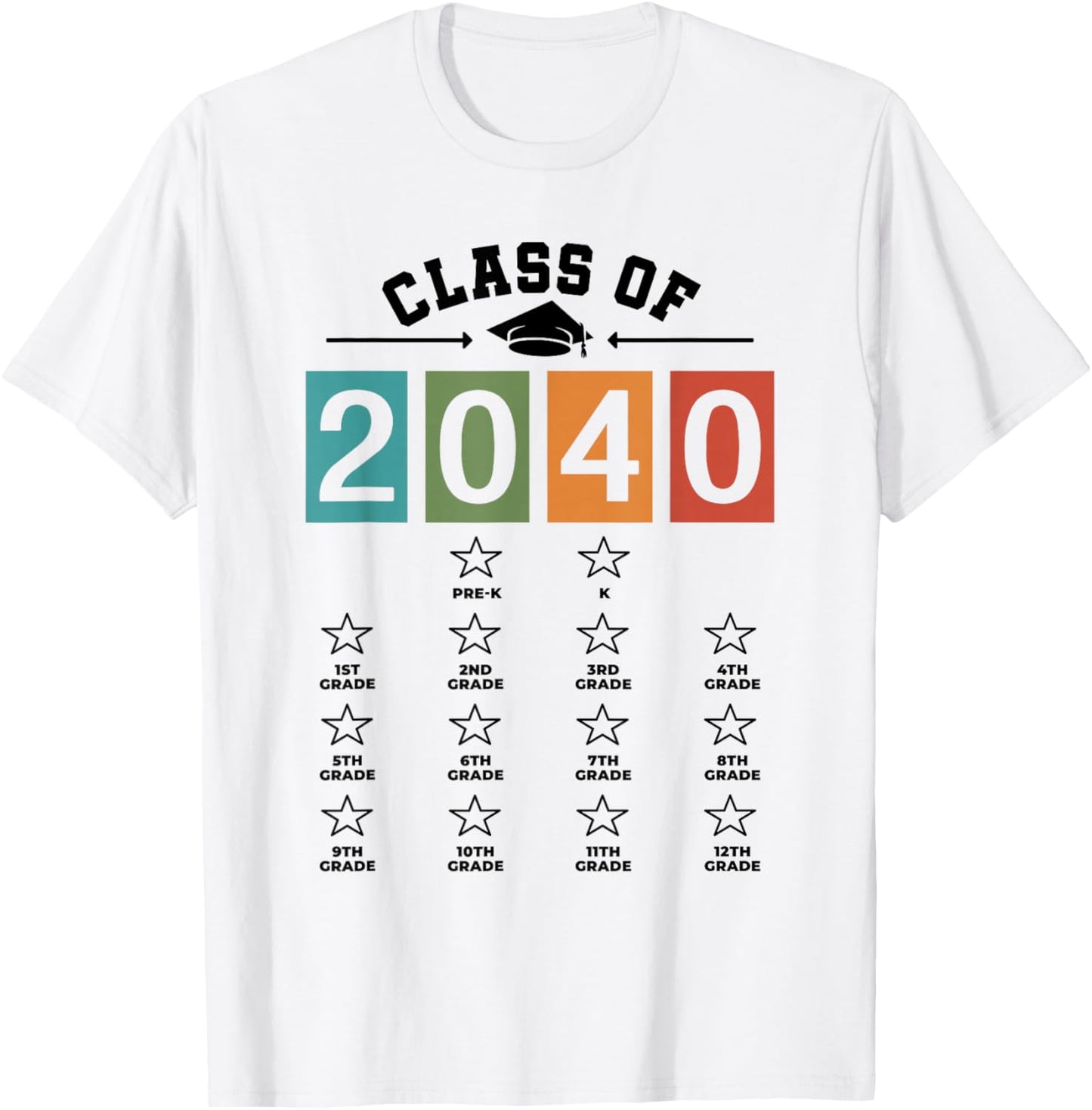Class Of 2040 Shirt Mom Dad, Checklist Pre-k 12th Grade 2040 T-Shirt - T-Shirt | White