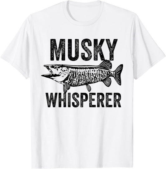 Musky Fisherman Gift | Muskie Whisperer, Canadian Fishing T-Shirt - T-Shirt | White