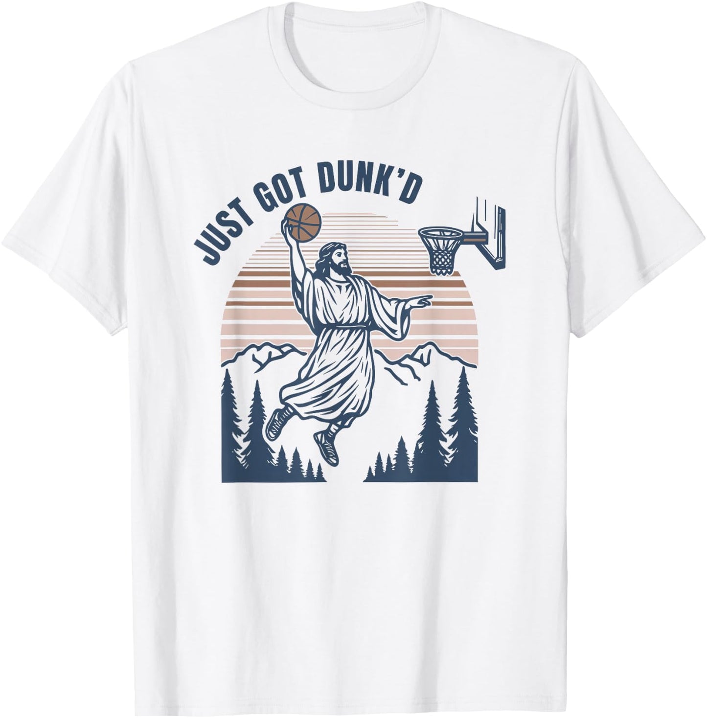 Just Got Dunked, Funny Jesus Basketball T-Shirt - T-Shirt | White