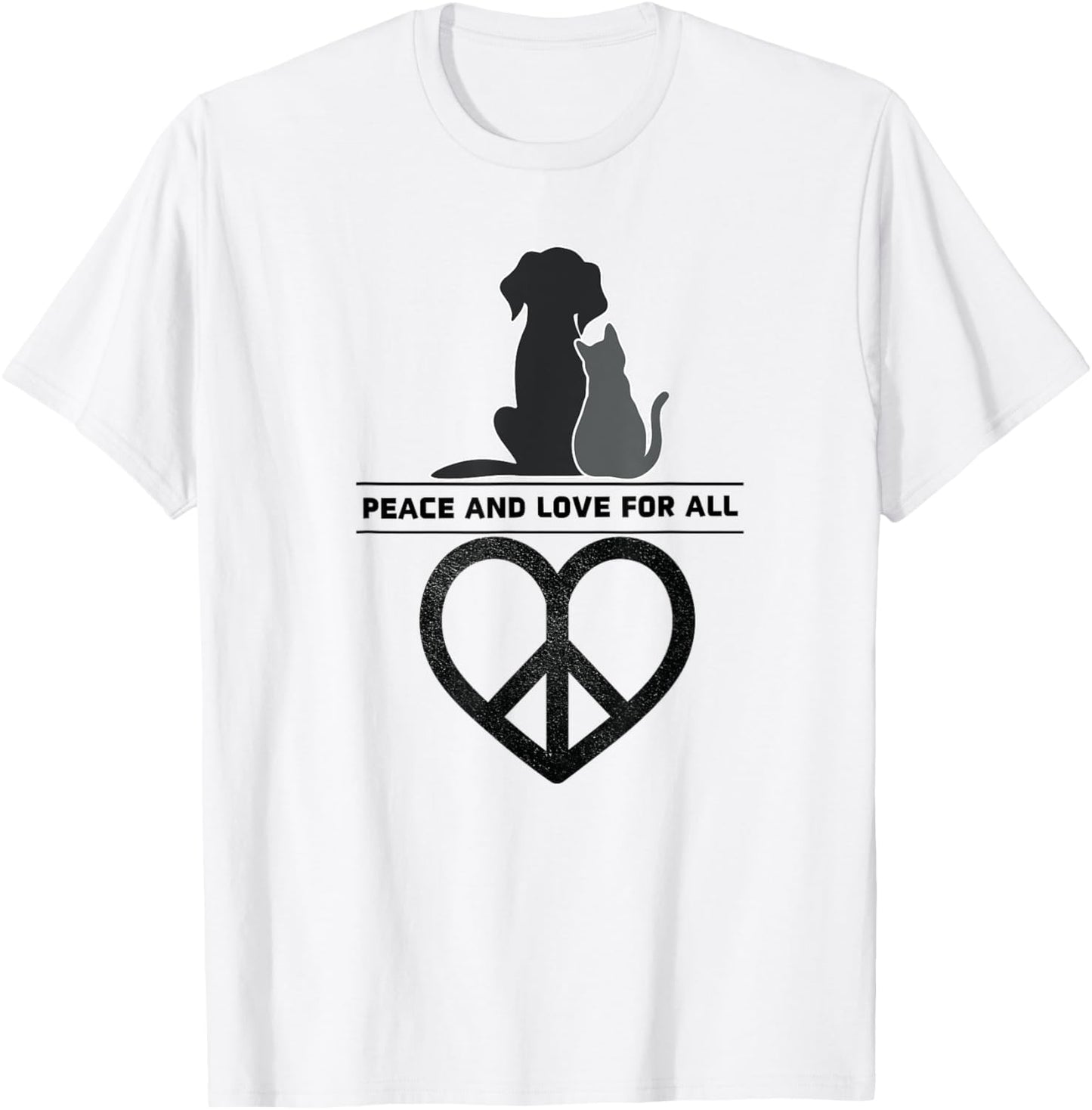 Peace and Love for All World Pet Dog Cat Love Peace Sign Men Women Girls Kids T-Shirt - T-Shirt | White