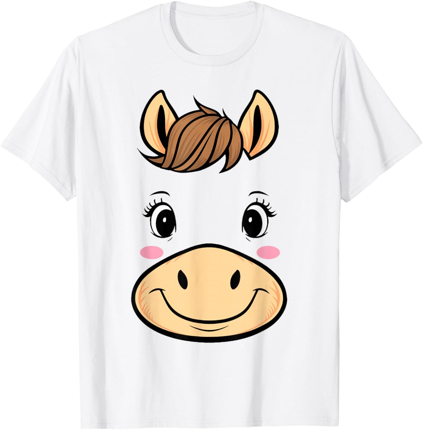 Horse Costume Cute Rubber Horse Face Halloween Men Women Kid T-Shirt - T-Shirt | White