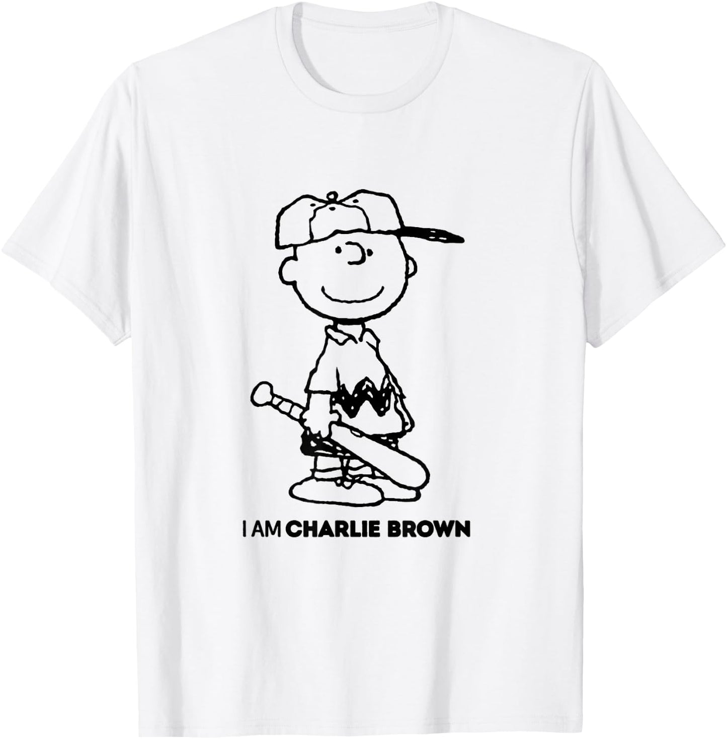 Peanuts I Am Charlie Brown Black Text T-Shirt - T-Shirt | White