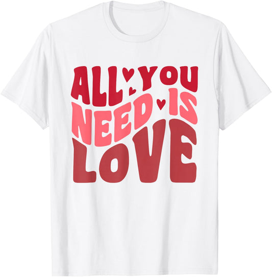 All You Need is Love Retro Style Valentine's Day T-Shirt - T-Shirt | White
