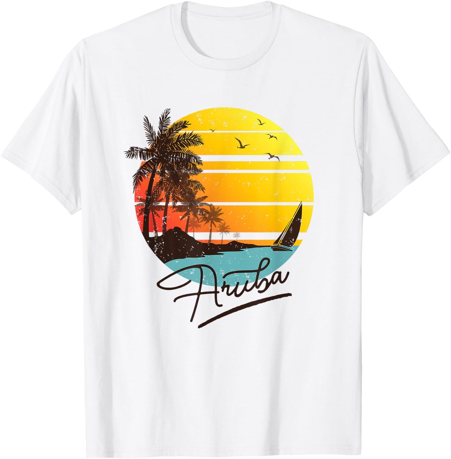 Aruba Retro Summer Tropical Beach T-Shirt - T-Shirt | White